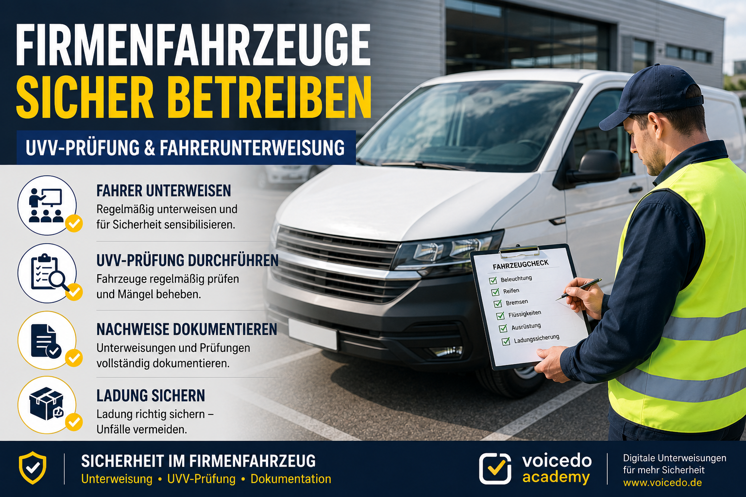 DGUV im Firmenfahrzeug – Welche Vorschriften gelten für Dienstwagen, Transporter und Lkw?