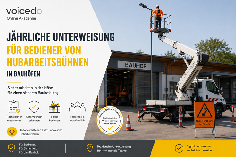 Jährliche Unterweisung für Bediener von Hubarbeitsbühnen in Bauhöfen